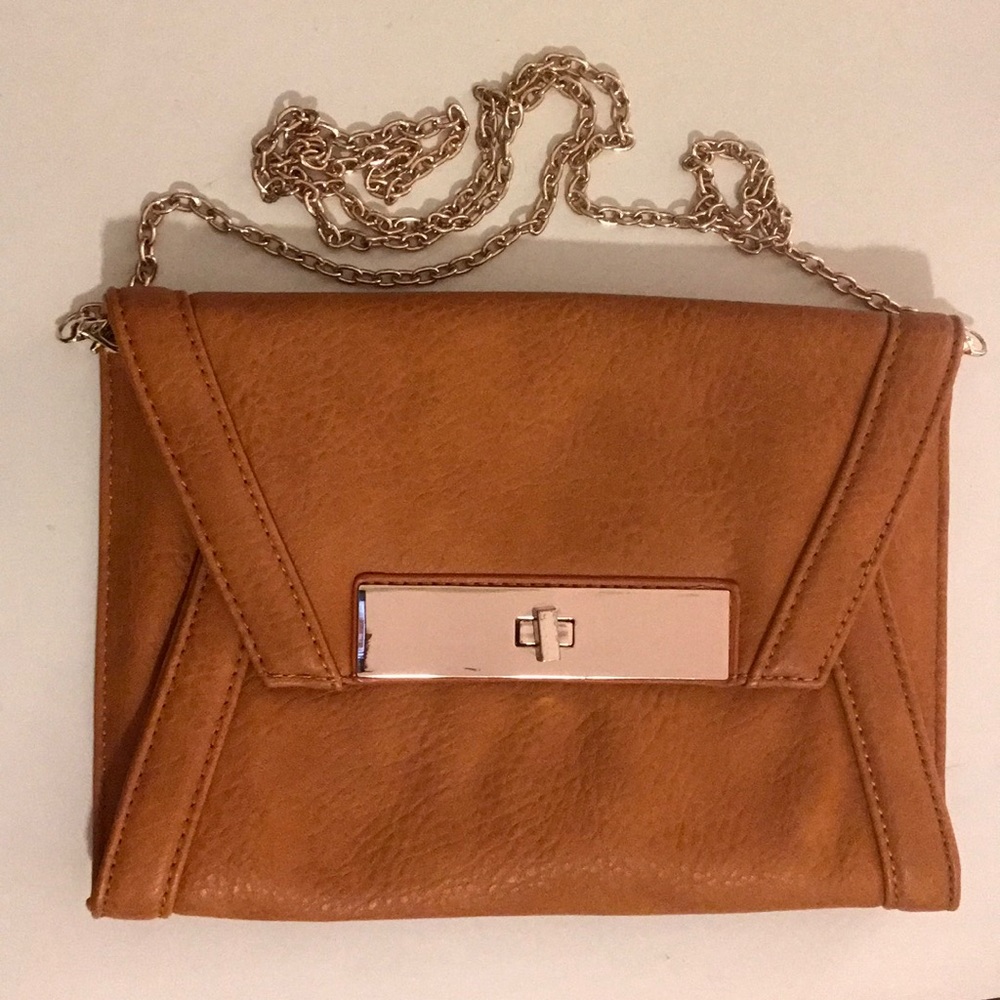 Tan Envelope Crossbody Bag or Clutch